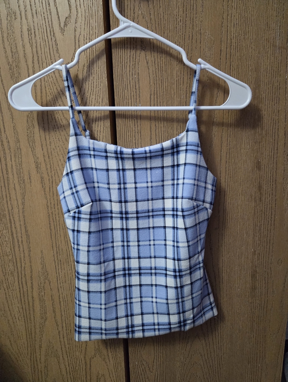 Plaid Blue Spaghetti Strap Cami Top
